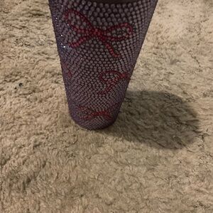 Hydra peak Lavender Rhinestone Bow Accent Metal Cup w Straw and lid